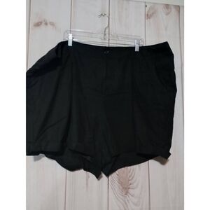 Torrid Womens‎ Black Linen Blend Cuffed Shorts Plus Size 26 Pockets Casual